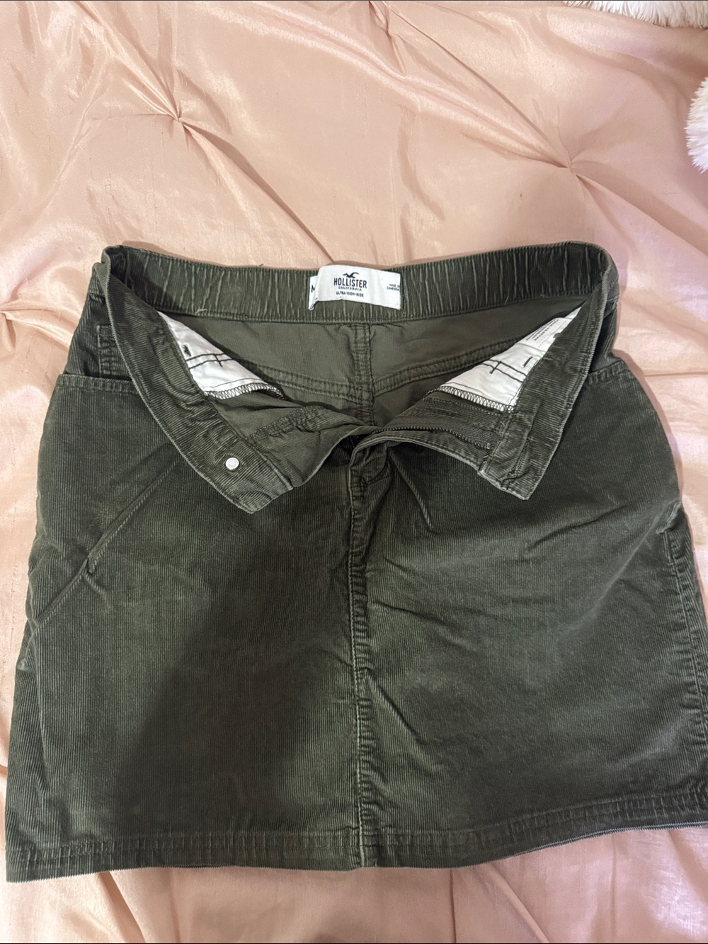 Hollister Dark Olive Corduroy Mini Skirt